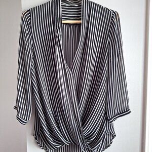 Reitmans Black and White Striped Flowy Top